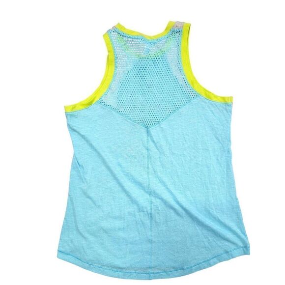 Just Be “I Exercise For Chocolate” Teal and Yellow Athletic Tank Women's Small - Picture 2 of 4